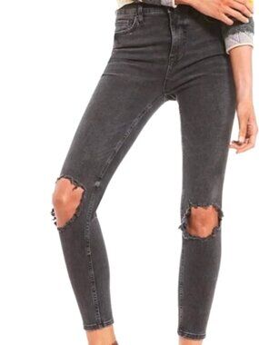 Free People Women's High-Rise Busted Knee Skinny Jeans - Size 27R/US Size 4
